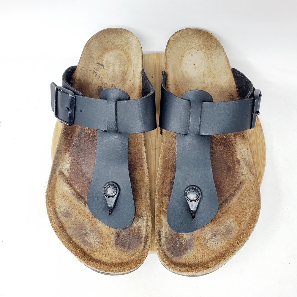 Birkenstock Medina Sandals 42 Womens 11 Black Thong Buckle Strap Shoes